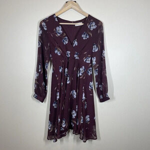 Alterd State Floral Long Sleeve Mini Dress Sheer Long Sleeves Womens Size S
